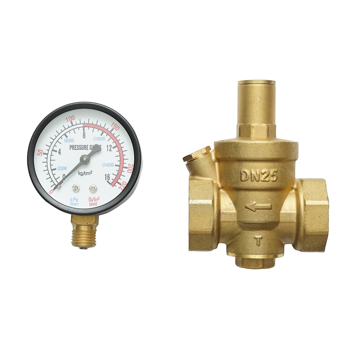 Regulator de reducerea a presiunii apei 1-1 tol, reglabil cu sita filtrare si manometru DN25 pentru instalatii solare rezidentiale